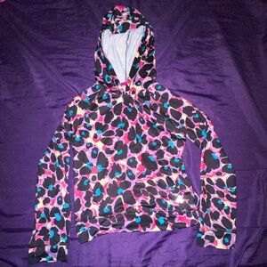 Tek Gear girls size 7 small light weight hoodie, animal print